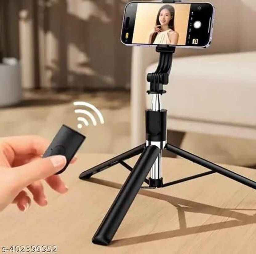 Hold up Super Long Selfie Stick 170cm, Tripod Stand with Detachable Bluetooth Remote Tripod Bluetooth Selfie Stick  (Black, Remote Included)